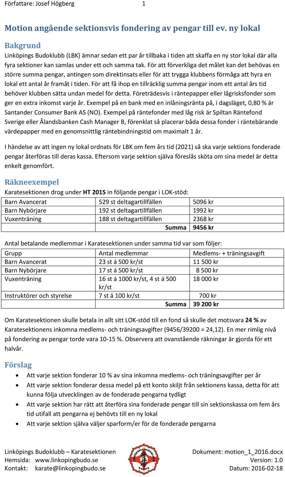 För att förverkliga det målet kan det behövas en större summa pengar, antingen som direktinsats eller för att trygga klubbens förmåga att hyra en lokal ett antal år framåt i tiden.