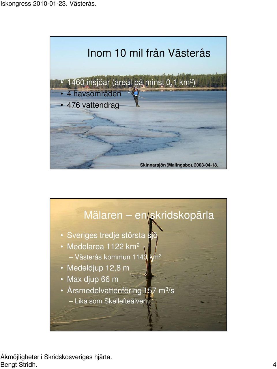 Mälaren en skridskopärla Sveriges tredje största sjö Medelarea 1122 km 2 Västerås