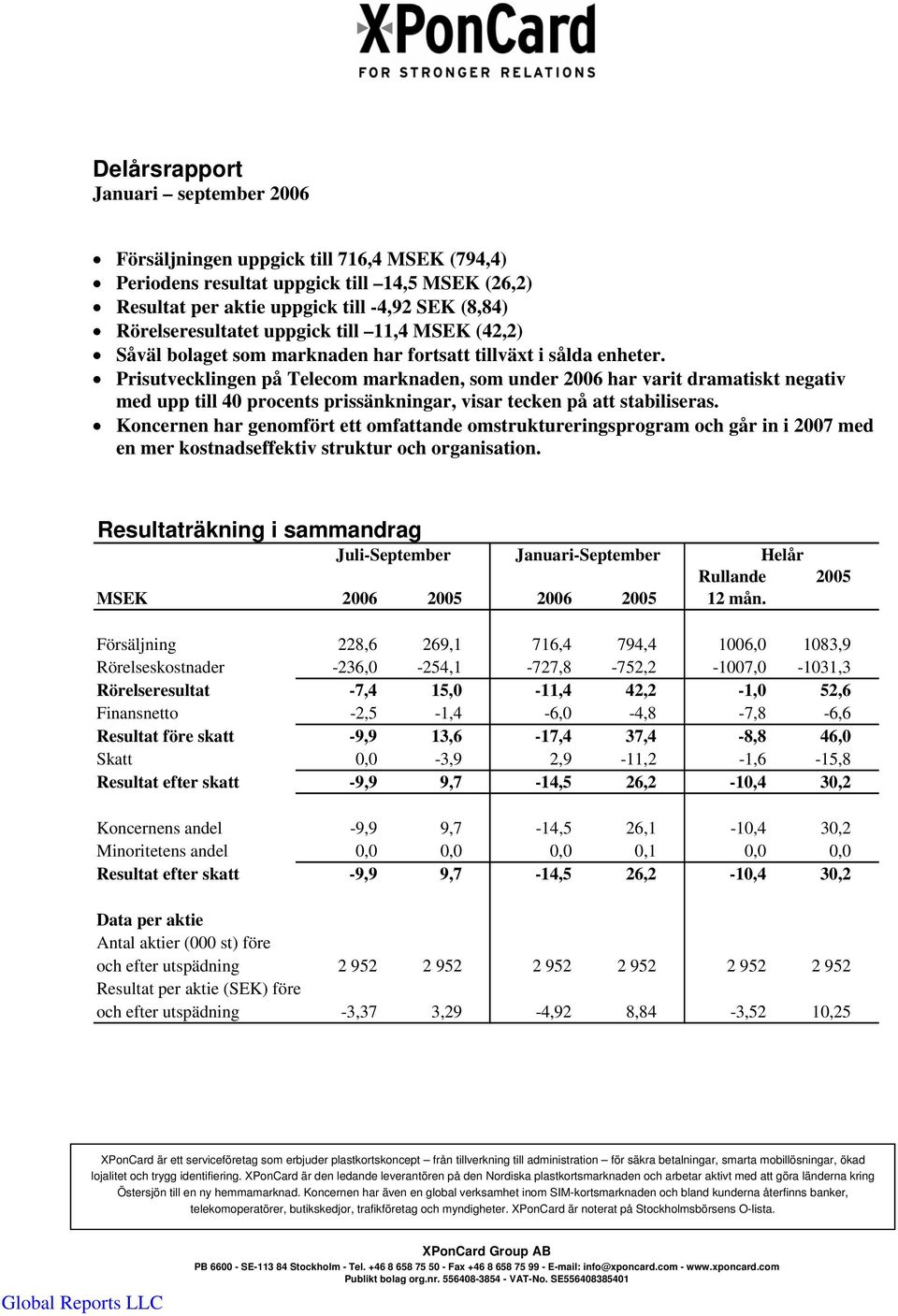 Prisutvecklingen på Telecom marknaden, som under 2006 har varit dramatiskt negativ med upp till 40 procents prissänkningar, visar tecken på att stabiliseras.