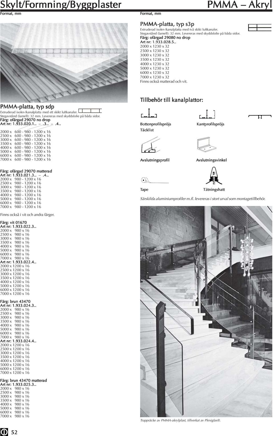 PMMA-platta, typ sdp Extruderad isoler-/kanalplatta med ett skikt luftkanaler. Stegavstånd (lamell): 32 mm. Levereras med skyddsfolie på båda sidor. 29070 no drop Art nr: 1.933.020.1...3...4.