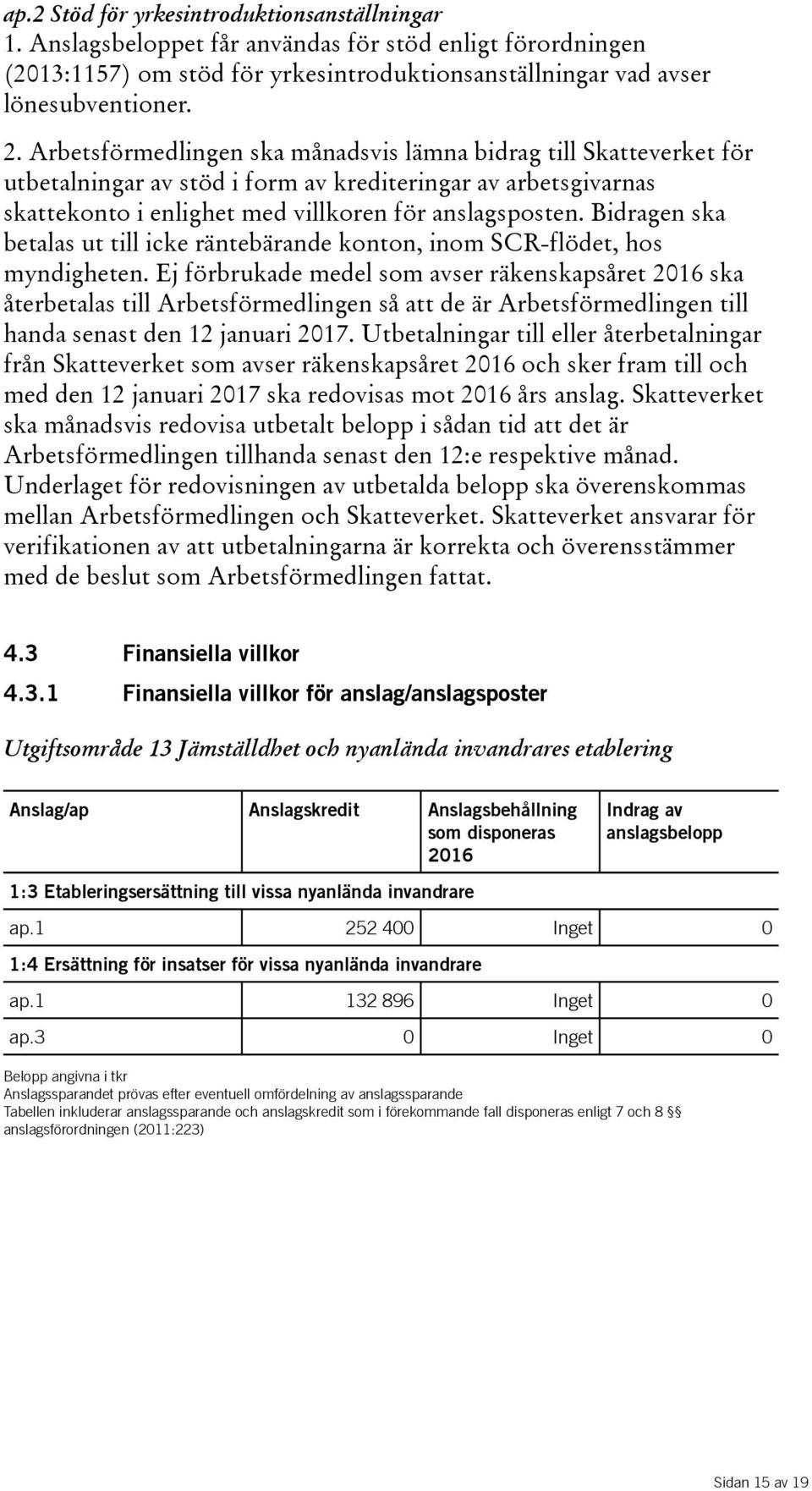 Bidragen ska betalas ut till icke räntebärande konton, inom SCR-flödet, hos myndigheten.