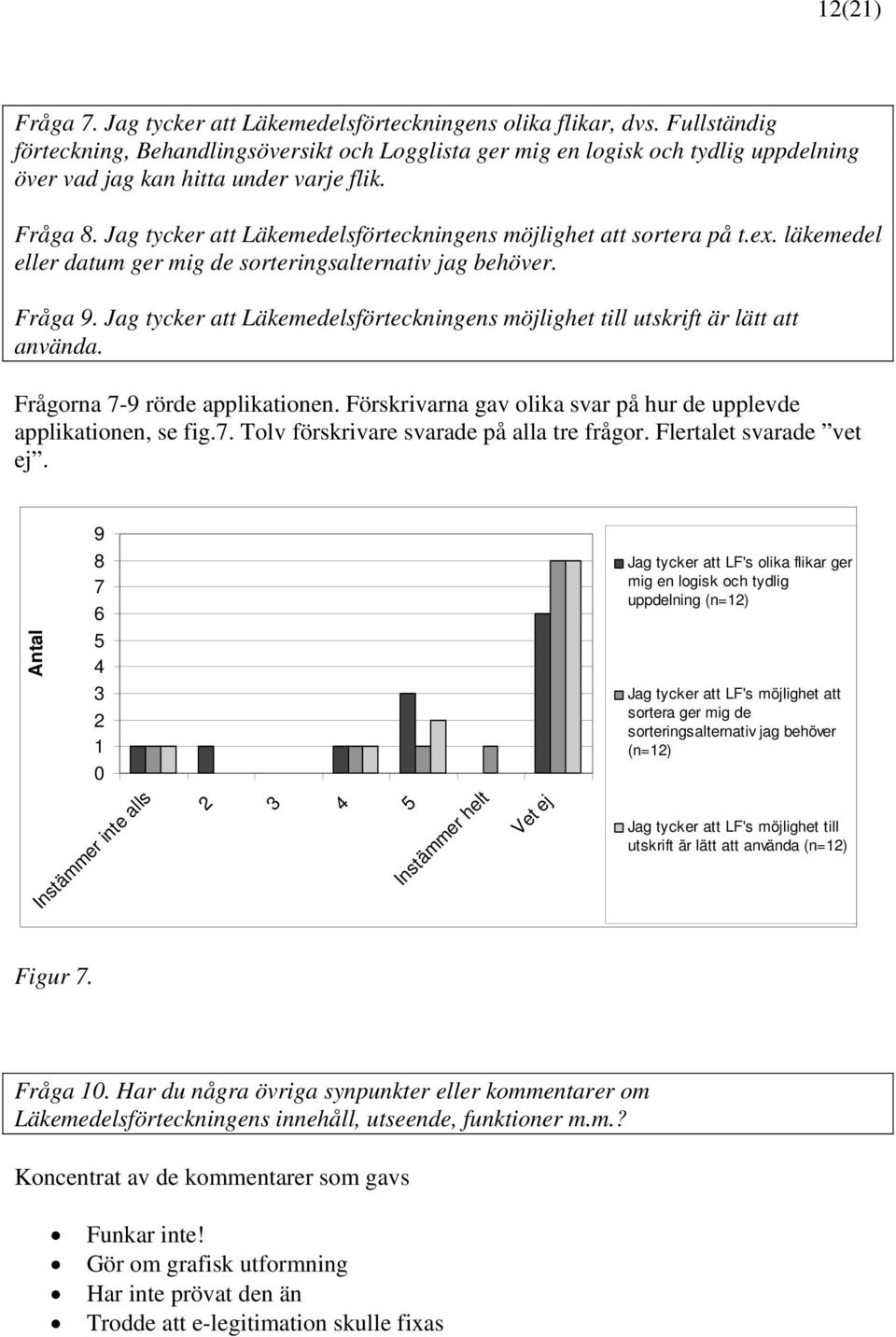 Jag tycker att Läkemedelsförteckningens möjlighet att sortera på t.ex. läkemedel eller datum ger mig de sorteringsalternativ jag behöver. Fråga 9.