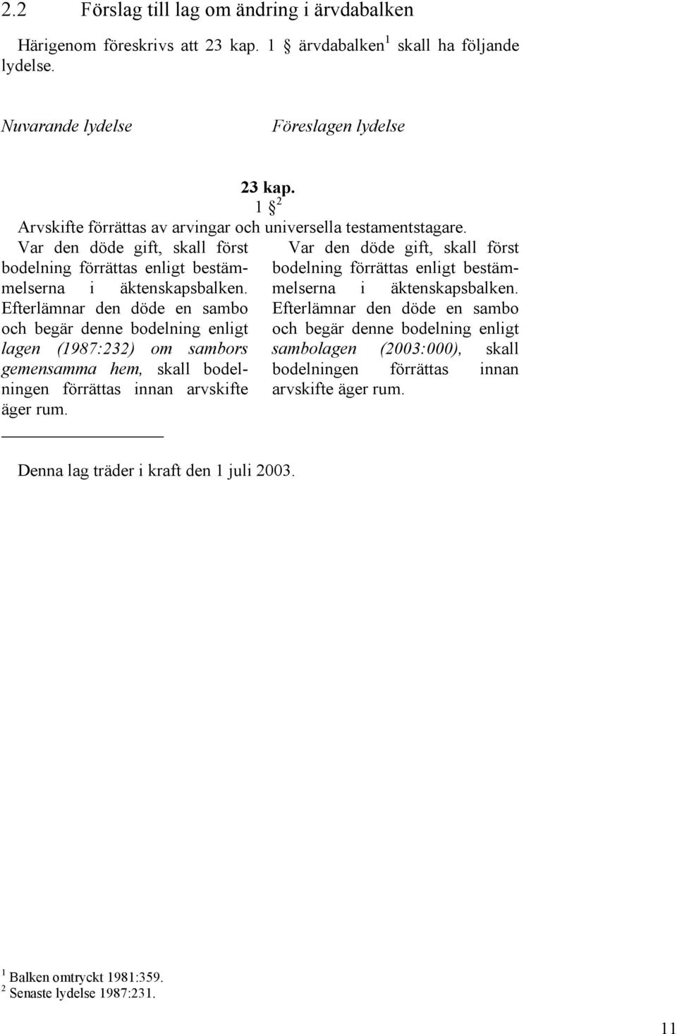 Efterlämnar den döde en sambo och begär denne bodelning enligt lagen (1987:232) om sambors gemensamma hem, skall bodelningen förrättas innan arvskifte äger rum.