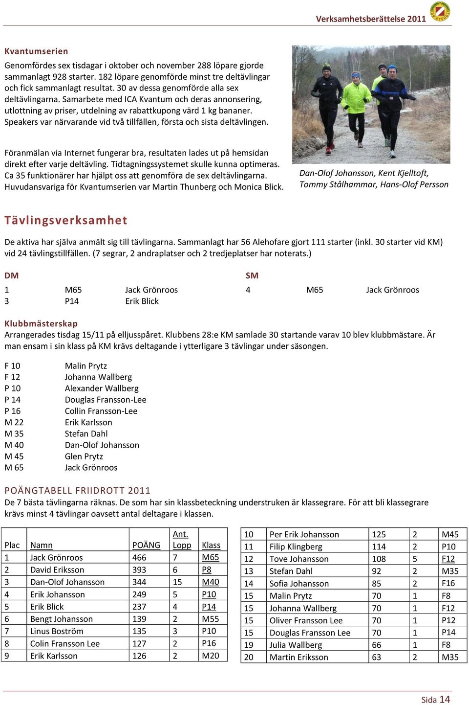 Speakers var närvarande vid två tillfällen, första och sista deltävlingen. Föranmälan via Internet fungerar bra, resultaten lades ut på hemsidan direkt efter varje deltävling.