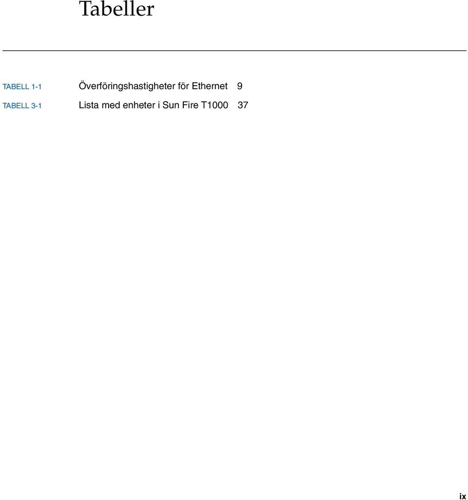 Ethernet 9 TABELL 3-1 Lista