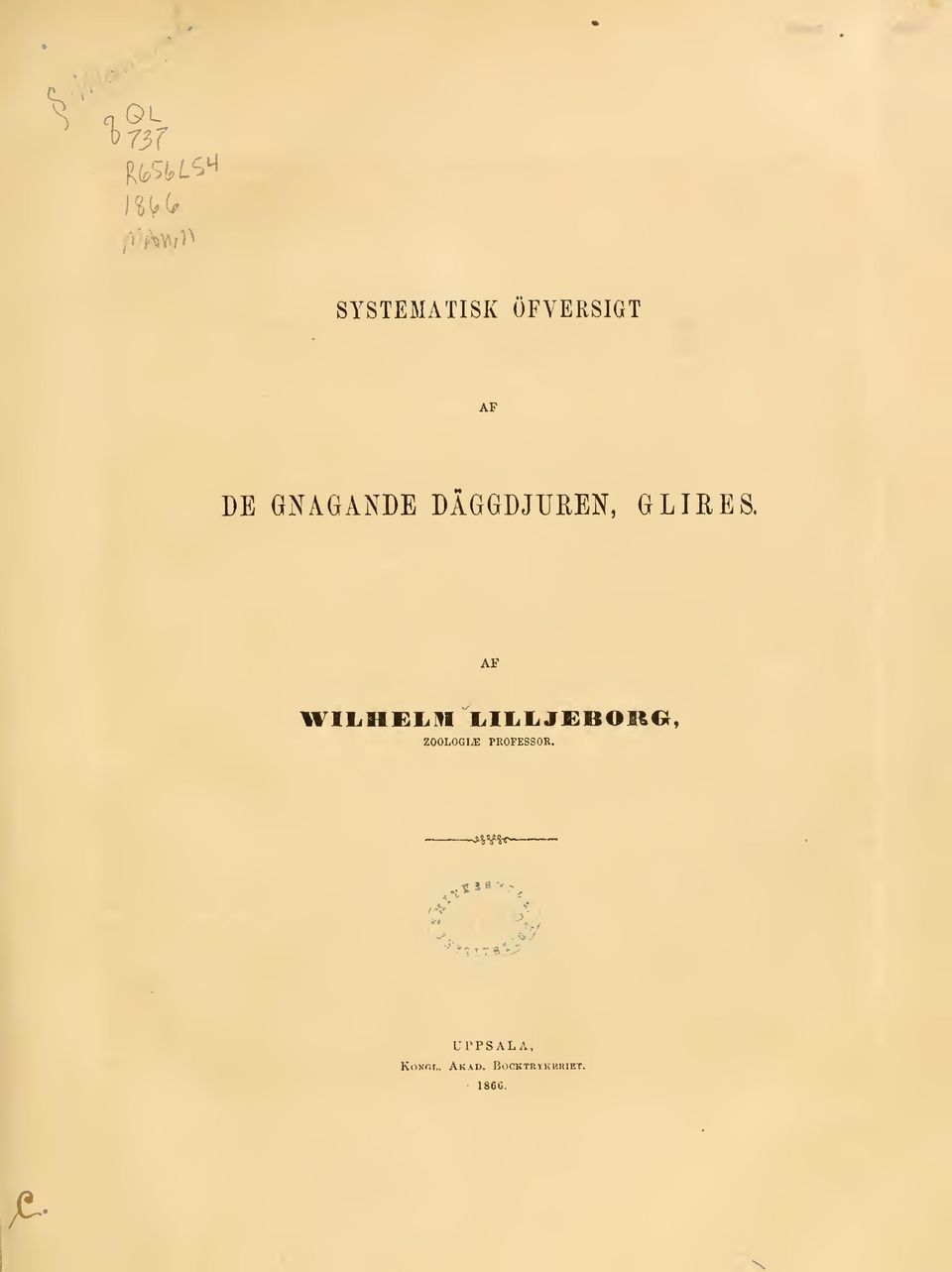 AF WILHELM LlliliJEBOKO, ZOOLOGIN