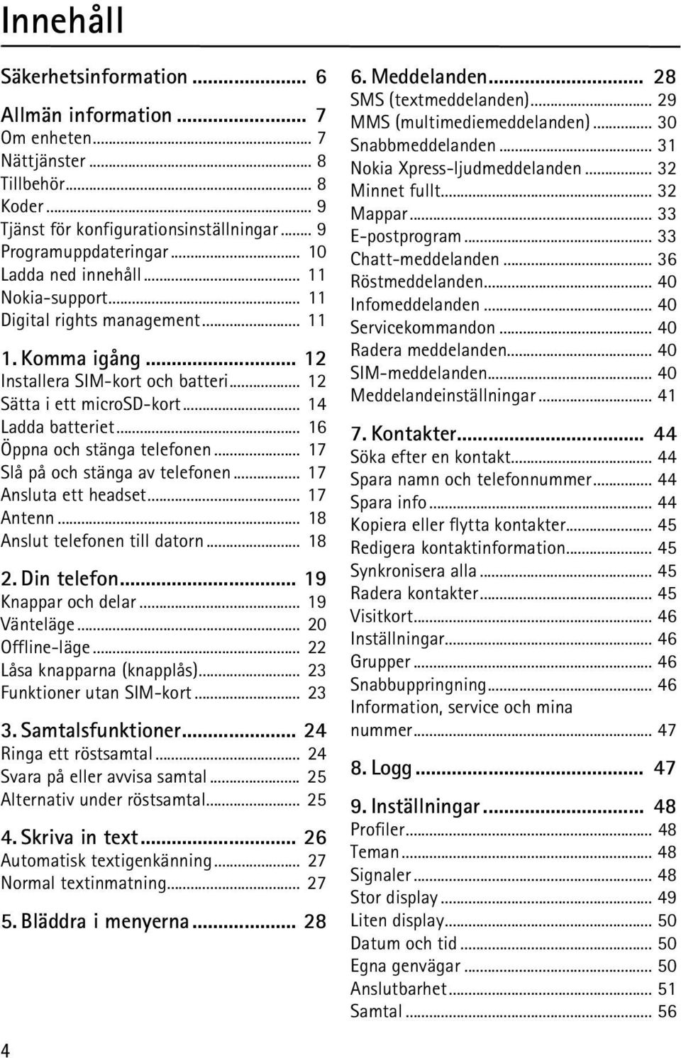 .. 16 Öppna och stänga telefonen... 17 Slå på och stänga av telefonen... 17 Ansluta ett headset... 17 Antenn... 18 Anslut telefonen till datorn... 18 2. Din telefon... 19 Knappar och delar.