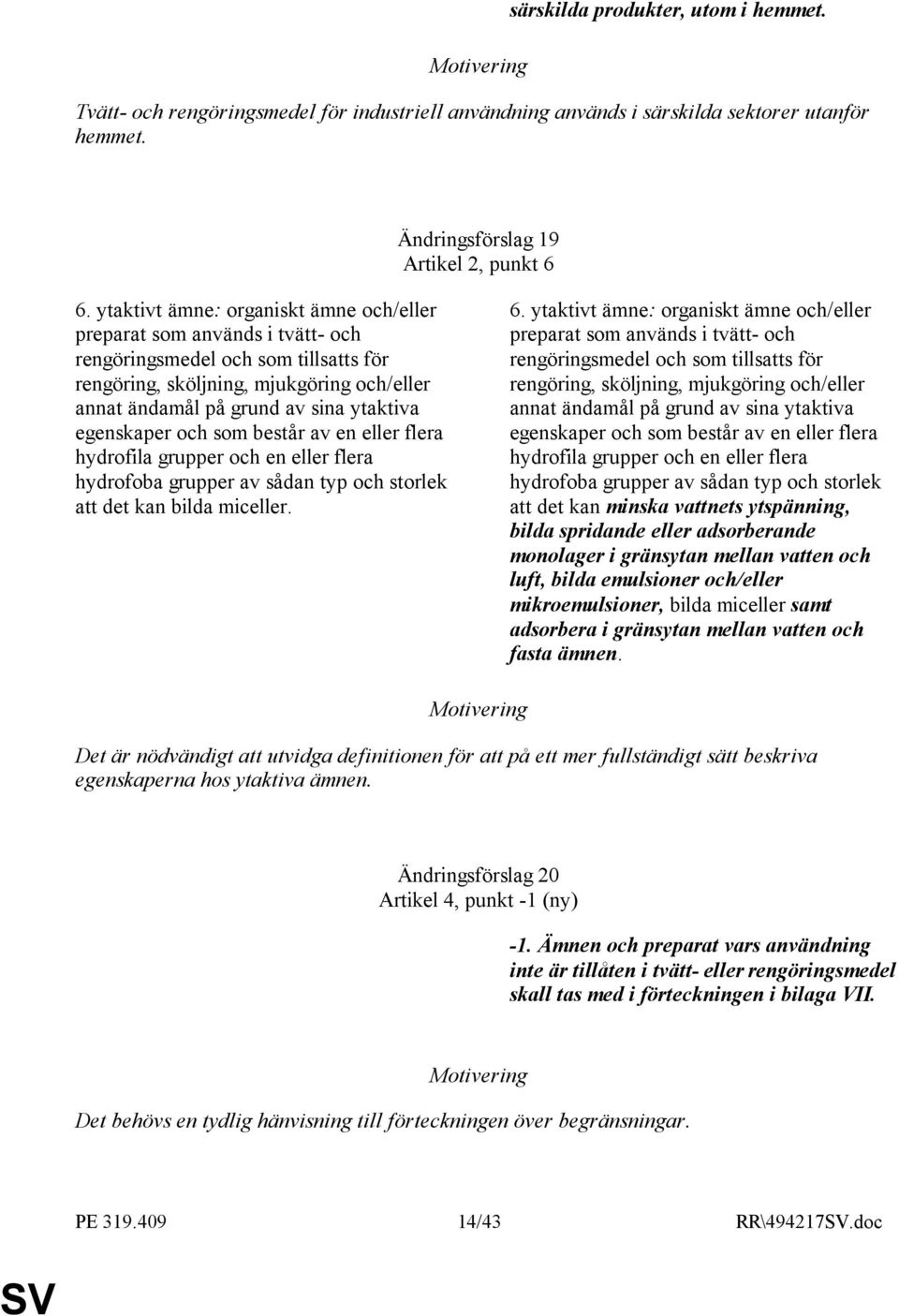egenskaper och som består av en eller flera hydrofila grupper och en eller flera hydrofoba grupper av sådan typ och storlek att det kan bilda miceller. 6.