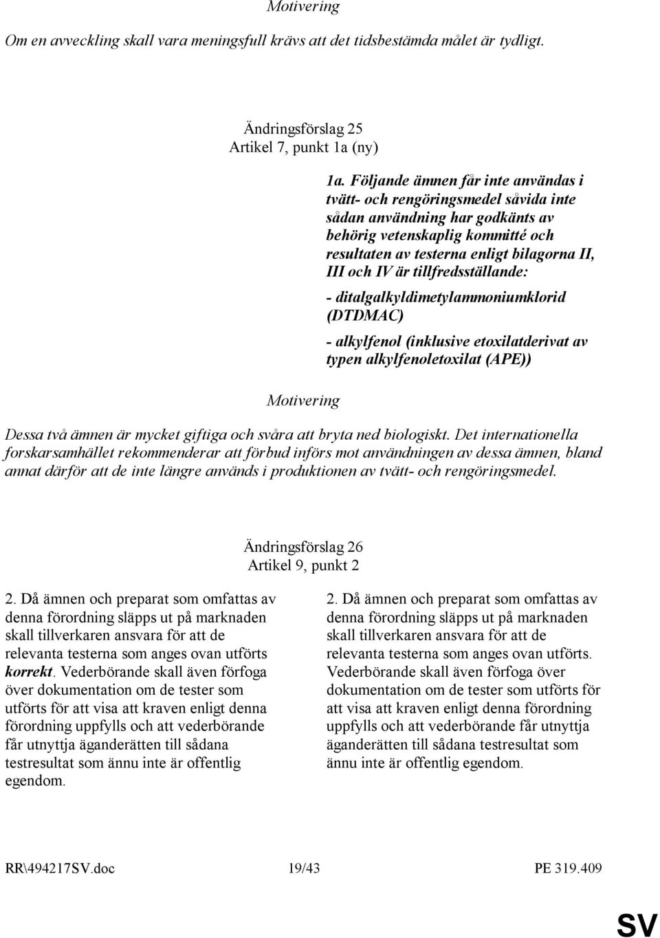 tillfredsställande: - ditalgalkyldimetylammoniumklorid (DTDMAC) - alkylfenol (inklusive etoxilatderivat av typen alkylfenoletoxilat (APE)) Dessa två ämnen är mycket giftiga och svåra att bryta ned