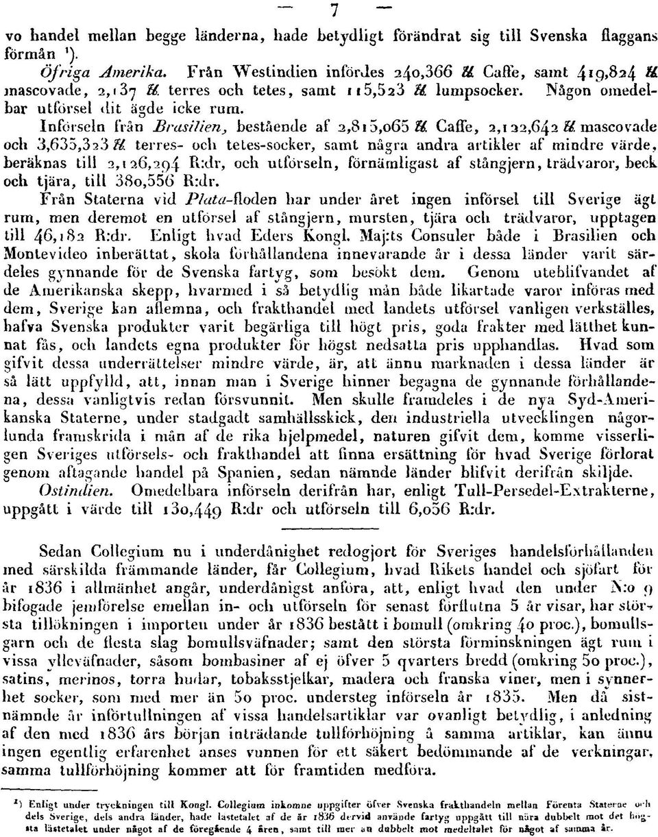 Caffe, 2,132,642 M mascovade och 3,635,323 ll terres- och tetes-socker, samt några andra artikler af mindre värde, beräknas till 2,126,294 R:dr, och utförseln, förnämligast af stångjern, trädvaror,