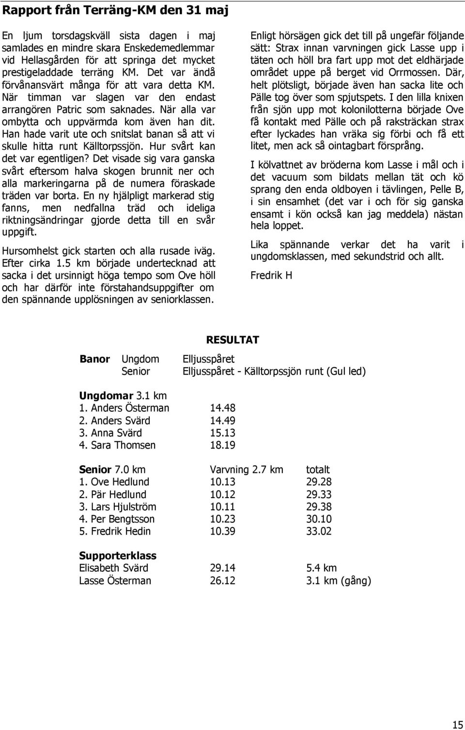 Han hade varit ute och snitslat banan så att vi skulle hitta runt Källtorpssjön. Hur svårt kan det var egentligen?
