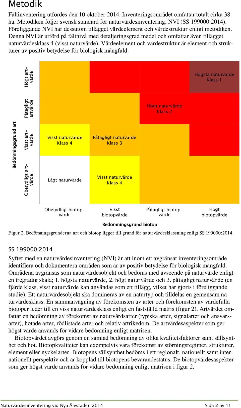 Denna NVI är utförd på fältnivå med detaljeringsgrad medel och omfattar även tillägget naturvärdesklass 4 (visst naturvärde).