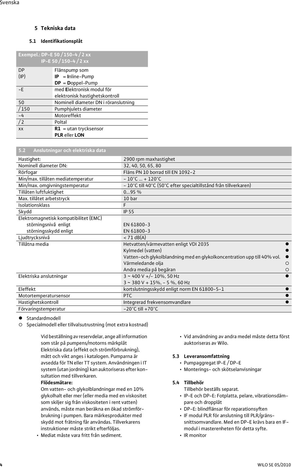 röranslutning / 150 Pumphjulets diameter -4 Motoreffekt / 2 Poltal xx R1 = utan trycksensor PLR eller LON 5.