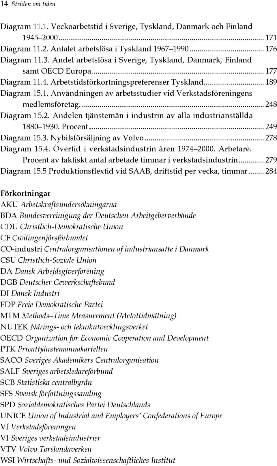 ... 248 Diagram 15.2. Andelen tjänstemän i industrin av alla industrianställda 1880 1930. Procent... 249 Diagram 15.3. Nybilsförsäljning av Volvo... 278 Diagram 15.4. Övertid i verkstadsindustrin åren 1974 2000.