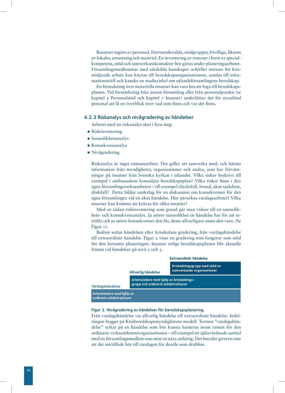 Församligsmedlemmar med särskilda kuskaper och/eller itresse för krisstödjade arbete ka kytas till beredskapsorgaisatioe, samlas till iformatiosträff och kaske e studiecirkel om utladsförsamliges