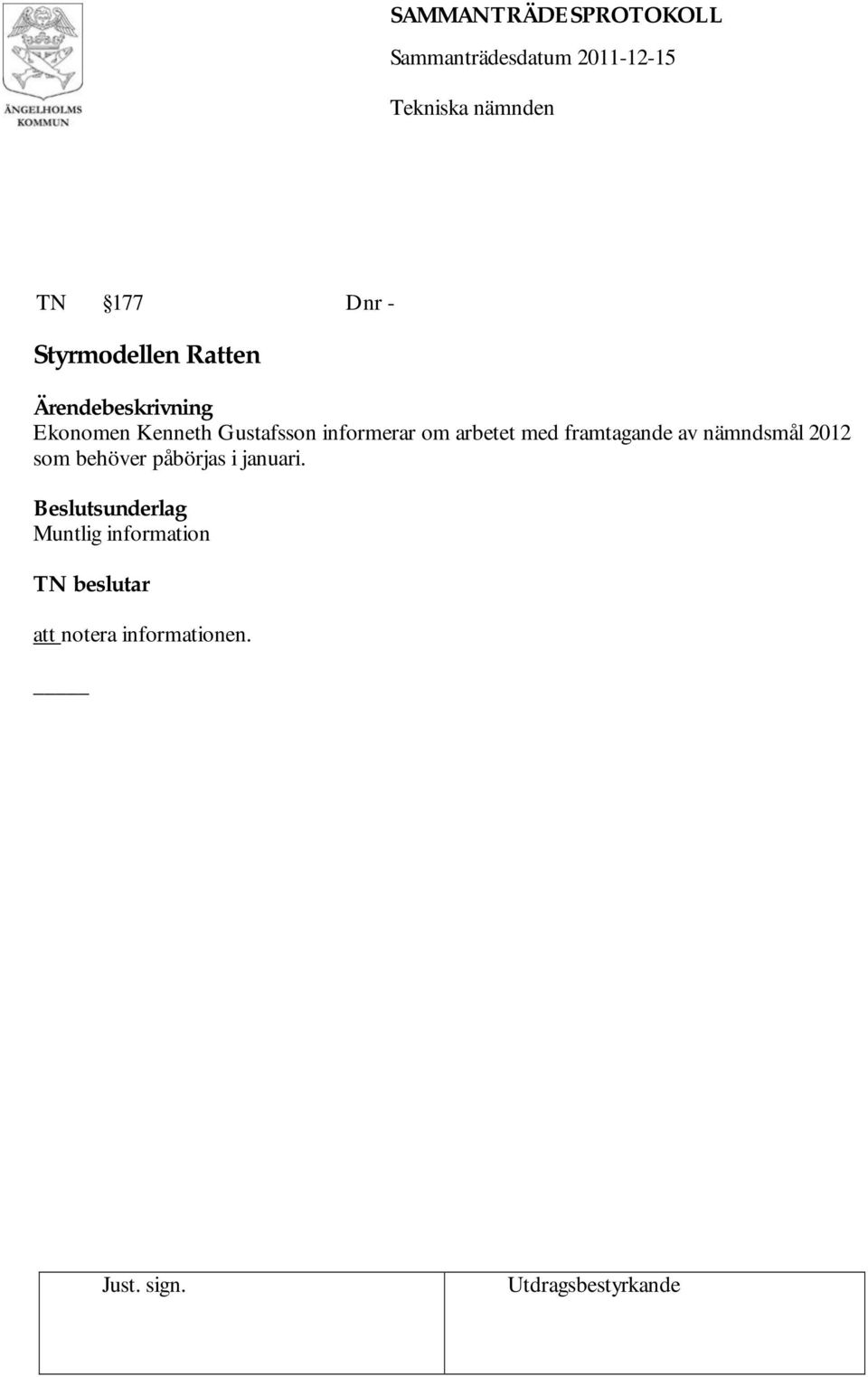 framtagande av nämndsmål 2012 som behöver