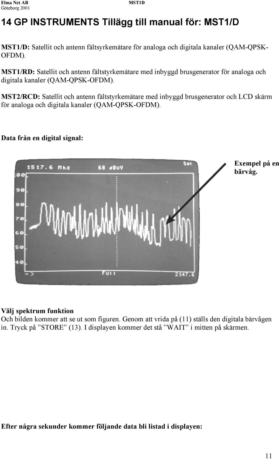 MST2/RCD: Satellit och antenn fältstyrkemätare med inbyggd brusgenerator och LCD skärm för analoga och digitala kanaler (QAM-QPSK-OFDM).