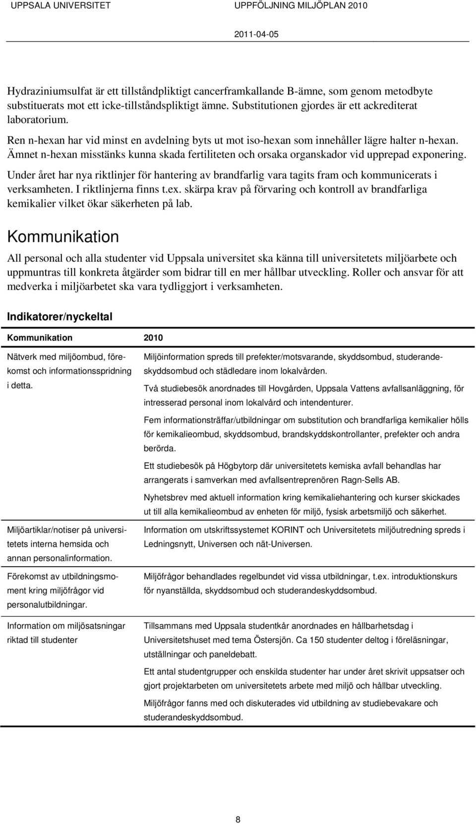 Under året har nya riktlinjer för hantering av brandfarlig vara tagits fram och kommunicerats i verksamheten. I riktlinjerna finns t.ex.