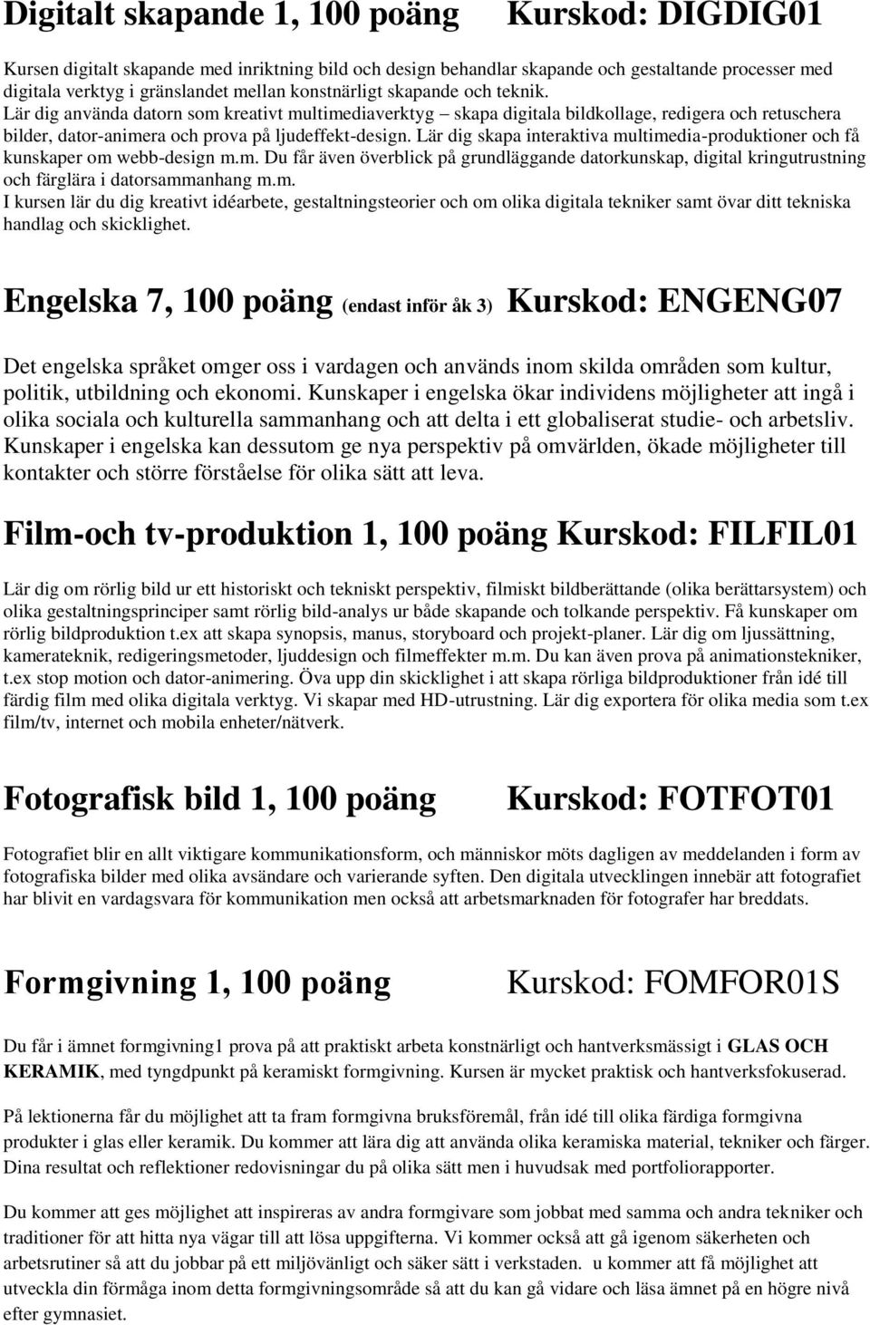 Lär dig skapa interaktiva multimedia-produktioner och få kunskaper om webb-design m.m. Du får även överblick på grundläggande datorkunskap, digital kringutrustning och färglära i datorsammanhang m.m. I kursen lär du dig kreativt idéarbete, gestaltningsteorier och om olika digitala tekniker samt övar ditt tekniska handlag och skicklighet.