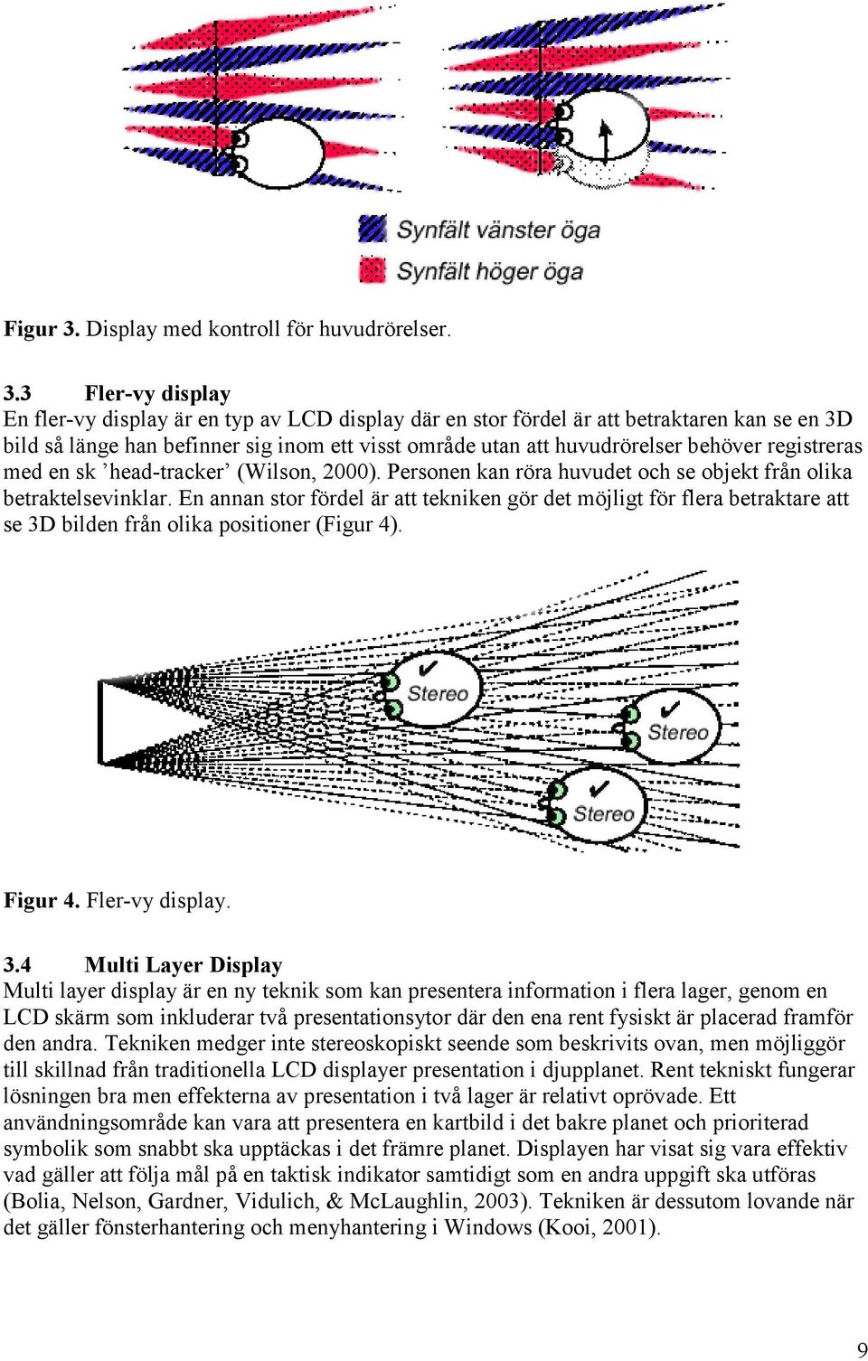 3 Fler-vy display En fler-vy display är en typ av LCD display där en stor fördel är att betraktaren kan se en 3D bild så länge han befinner sig inom ett visst område utan att huvudrörelser behöver