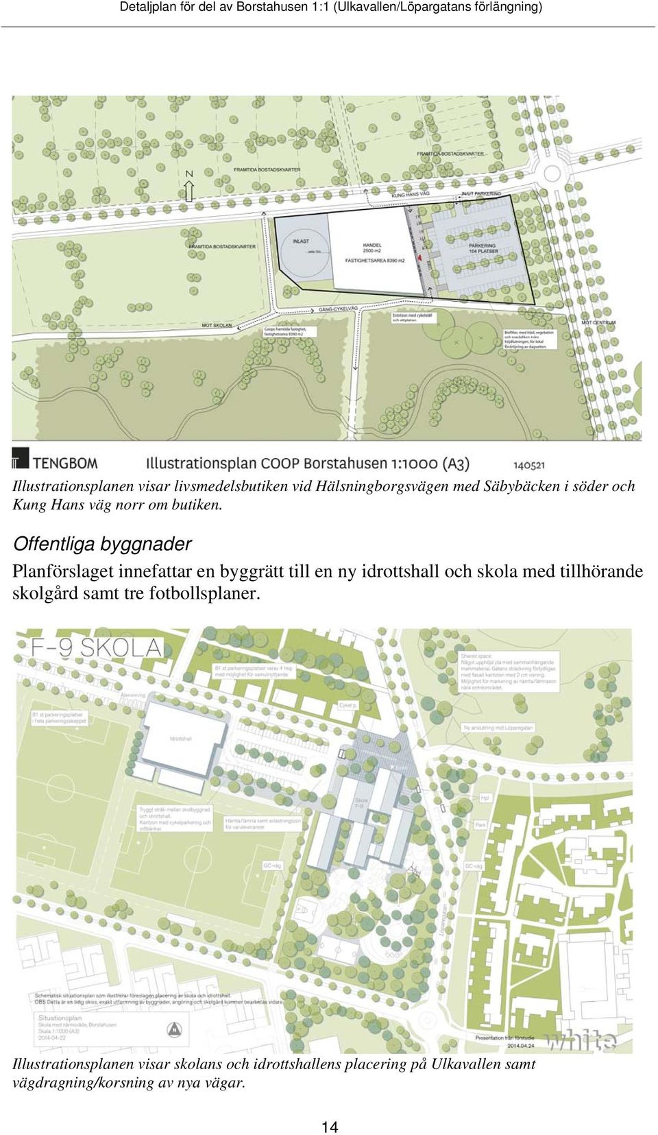 Offentliga byggnader Planförslaget innefattar en byggrätt till en ny idrottshall och skola med tillhörande