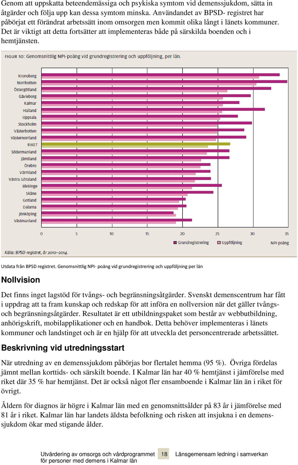 Det är viktigt att detta fortsätter att implementeras både på särskilda boenden och i hemtjänsten. Utdata från BPSD registret.