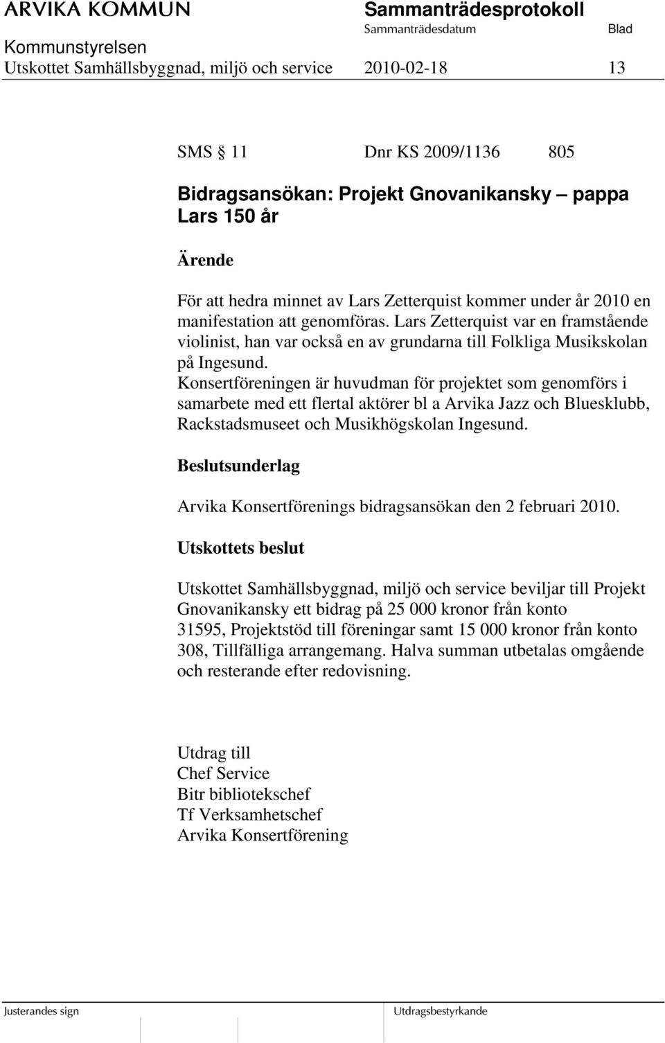 Konsertföreningen är huvudman för projektet som genomförs i samarbete med ett flertal aktörer bl a Arvika Jazz och Bluesklubb, Rackstadsmuseet och Musikhögskolan Ingesund.