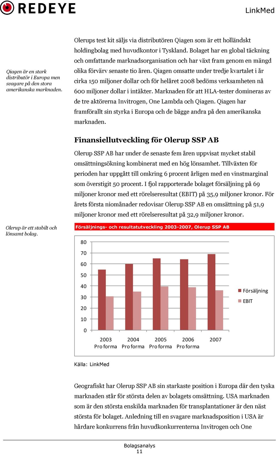 Qiagen omsatte under tredje kvartalet i år cirka 150 miljoner dollar och för helåret 2008 bedöms verksamheten nå 600 miljoner dollar i intäkter.