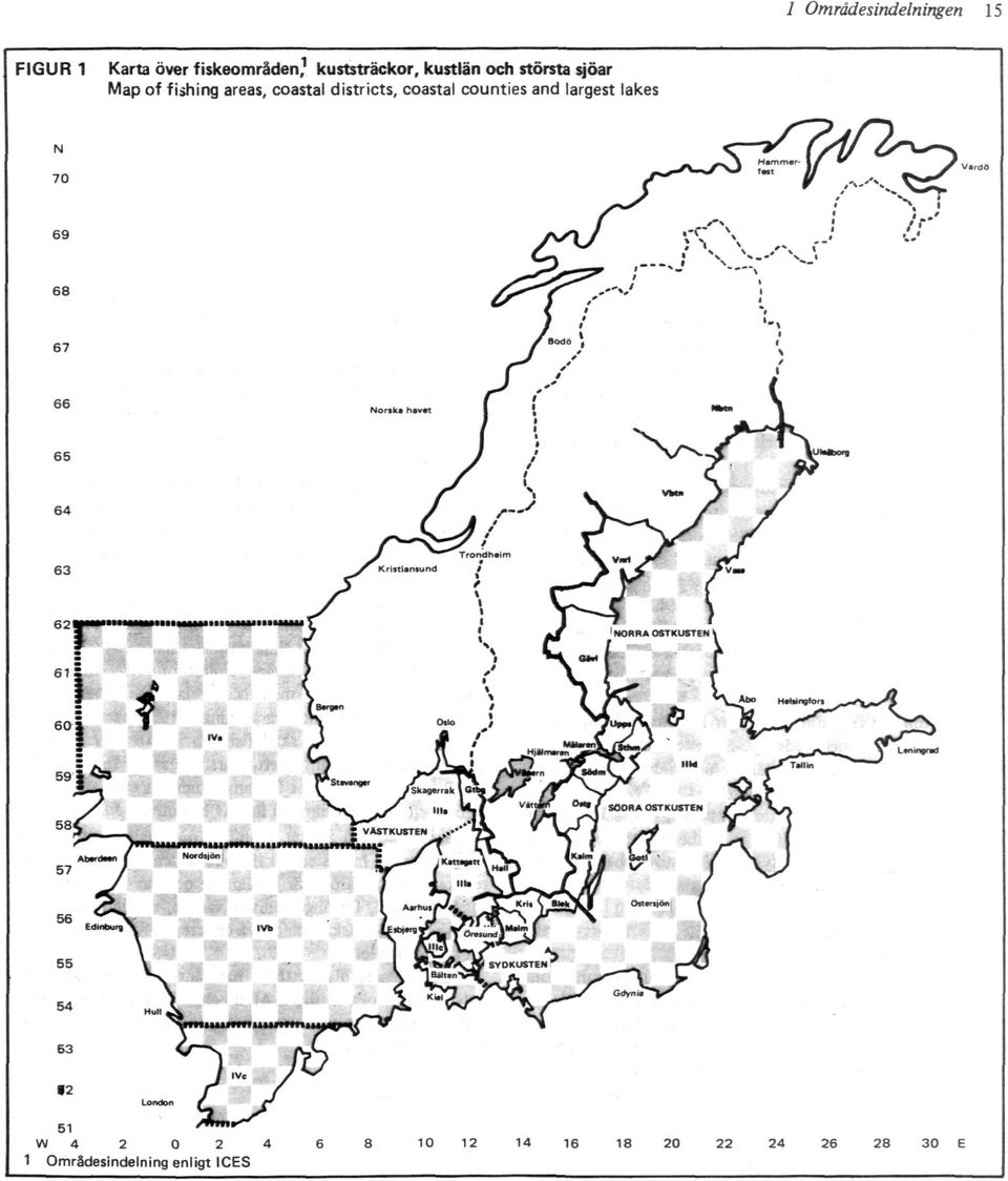sjöar Map of fishing areas, coastal districts,