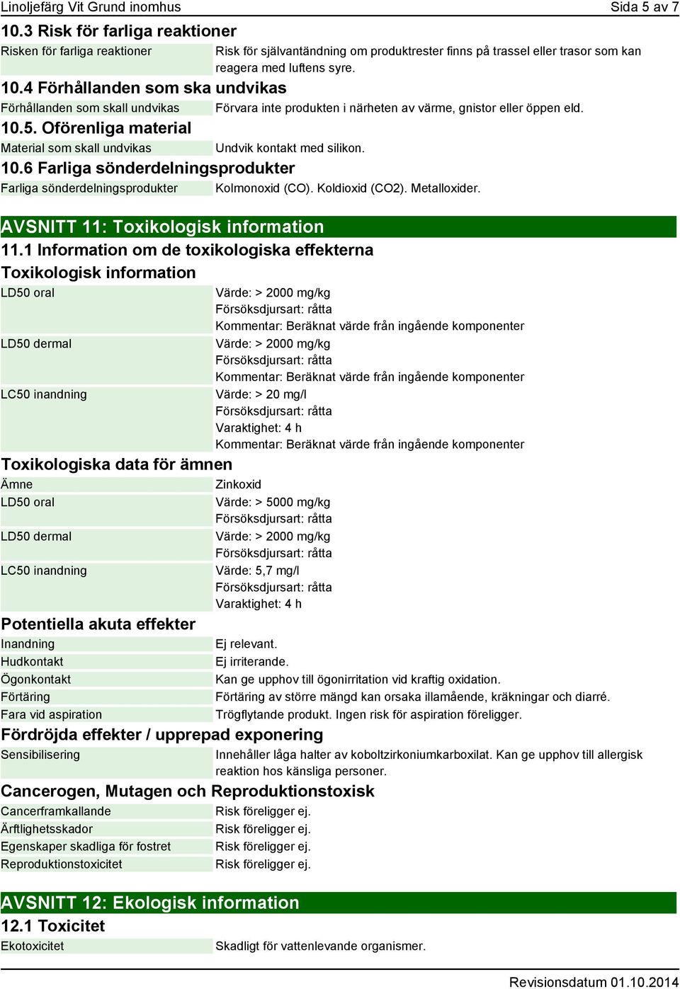 4 Förhållanden som ska undvikas Förhållanden som skall undvikas Förvara inte produkten i närheten av värme, gnistor eller öppen eld. 10.5.