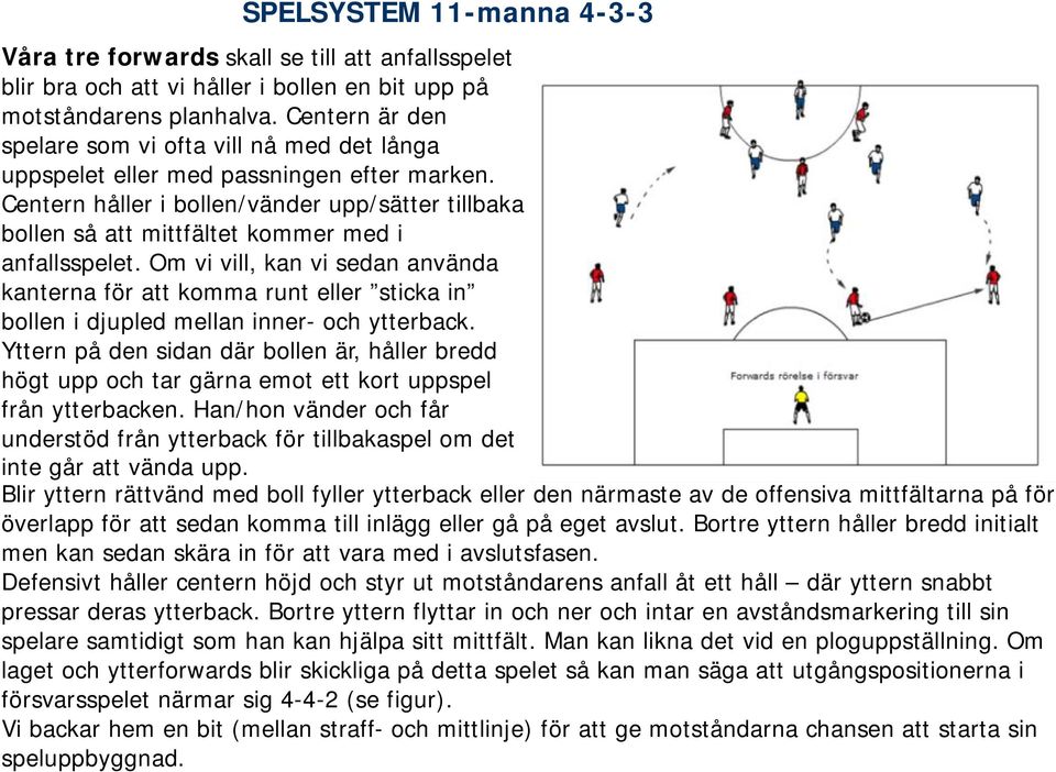 Centern håller i bollen/vänder upp/sätter tillbaka bollen så att mittfältet kommer med i anfallsspelet.