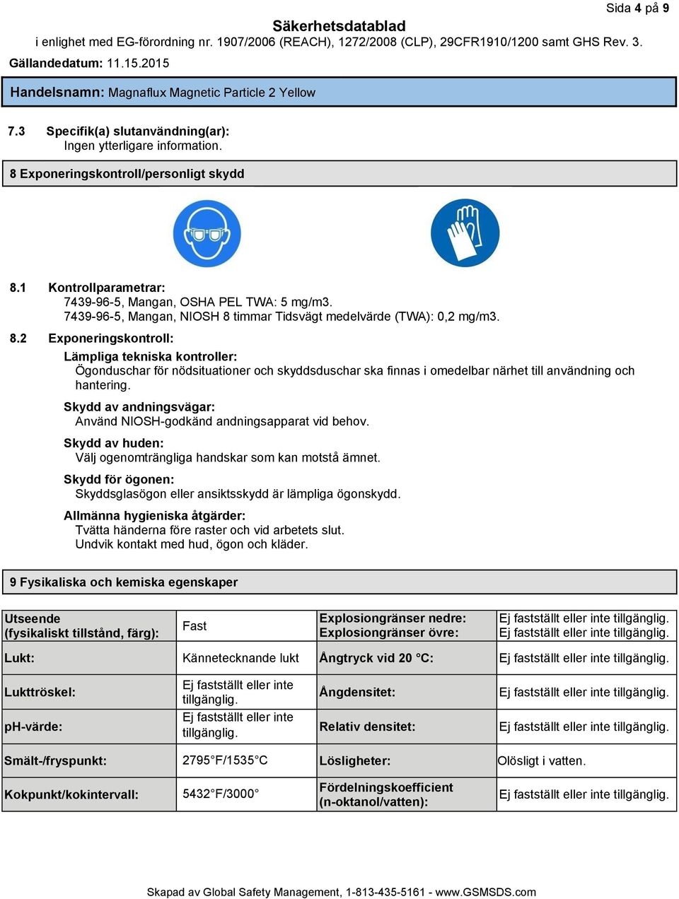 Skydd av andningsvägar: Använd NIOSH-godkänd andningsapparat vid behov. Skydd av huden: Välj ogenomträngliga handskar som kan motstå ämnet.