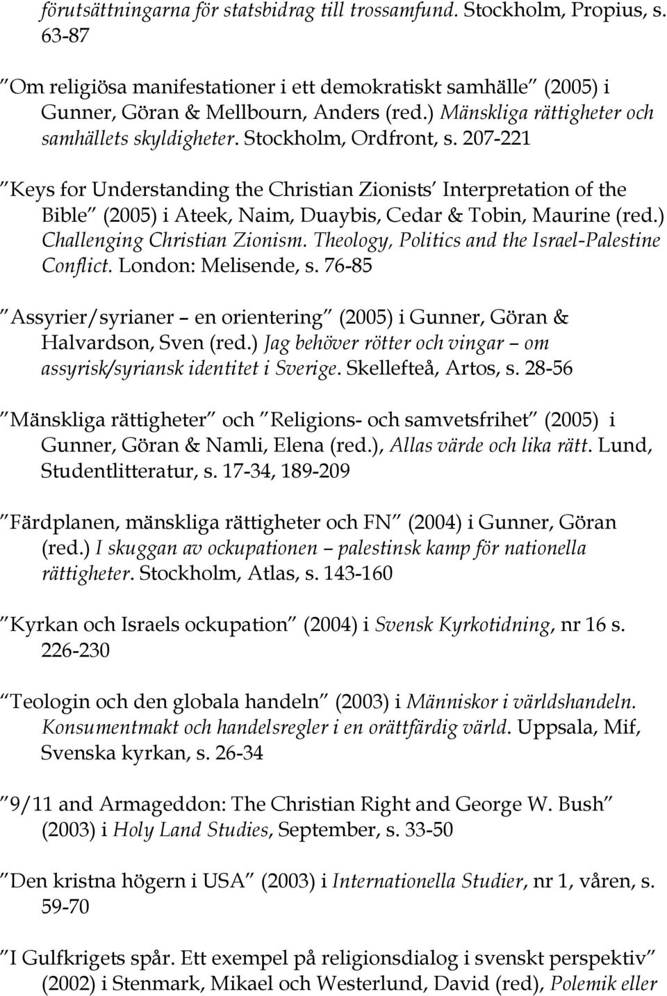 207-221 Keys for Understanding the Christian Zionists Interpretation of the Bible (2005) i Ateek, Naim, Duaybis, Cedar & Tobin, Maurine (red.) Challenging Christian Zionism.