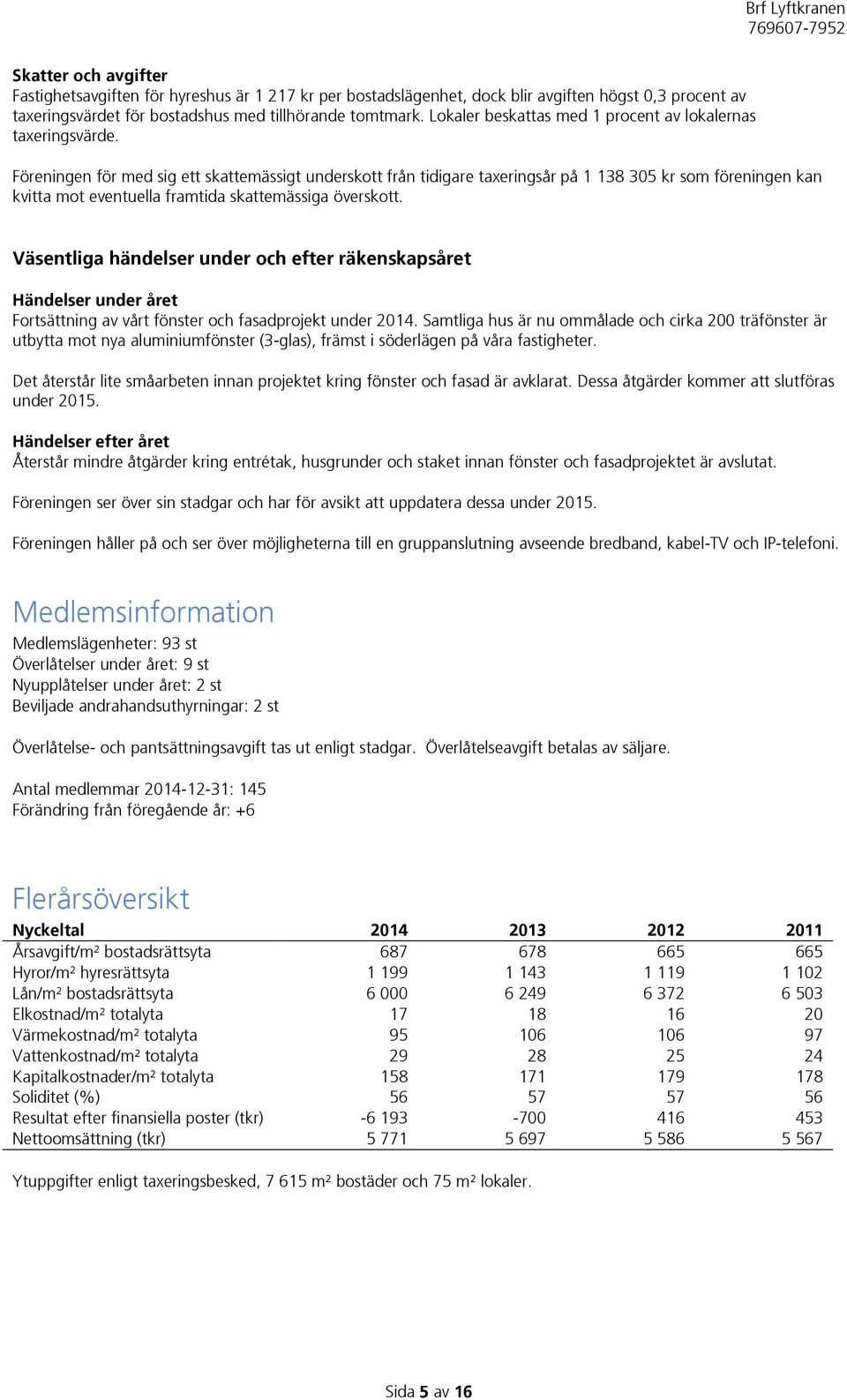 Föreningen för med sig ett skattemässigt underskott från tidigare taxeringsår på 1 138 305 kr som föreningen kan kvitta mot eventuella framtida skattemässiga överskott.