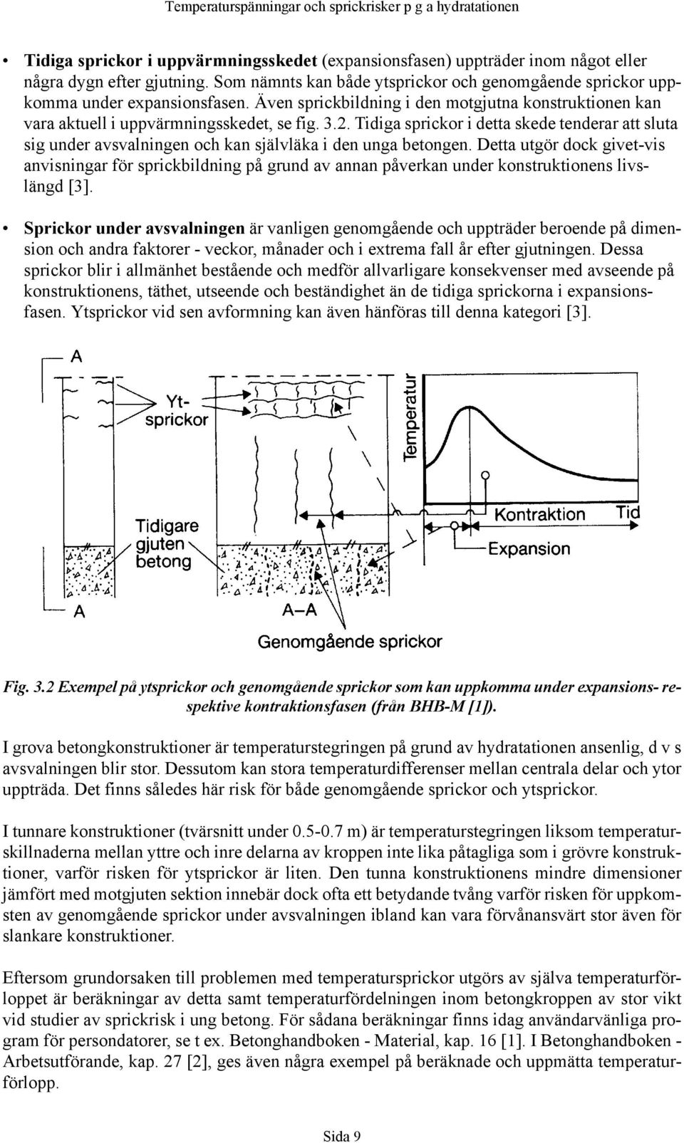 Tidiga sprickor i detta skede tenderar att sluta sig under avsvalningen och kan självläka i den unga betongen.