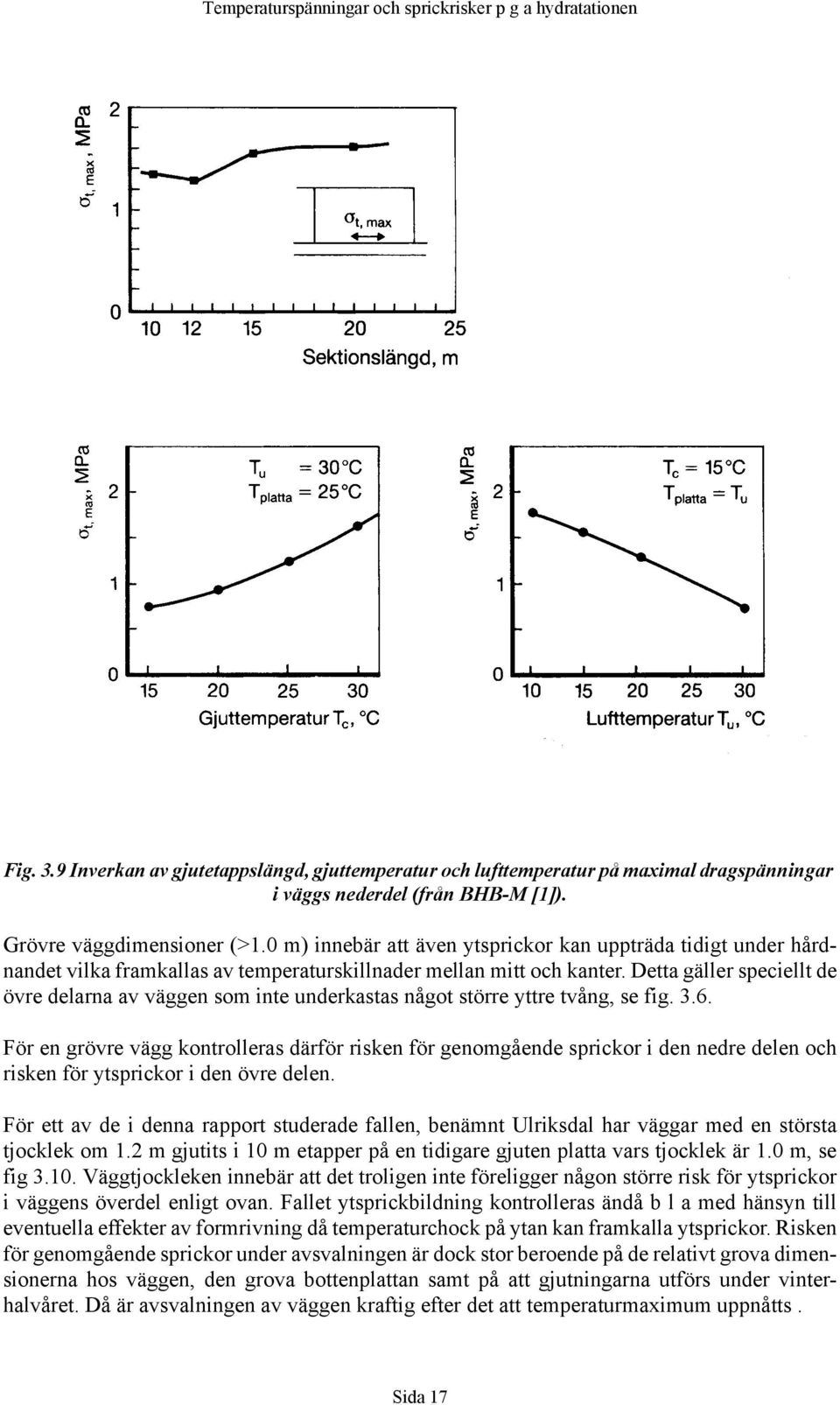 Detta gäller speciellt de övre delarna av väggen som inte underkastas något större yttre tvång, se fig. 3.6.
