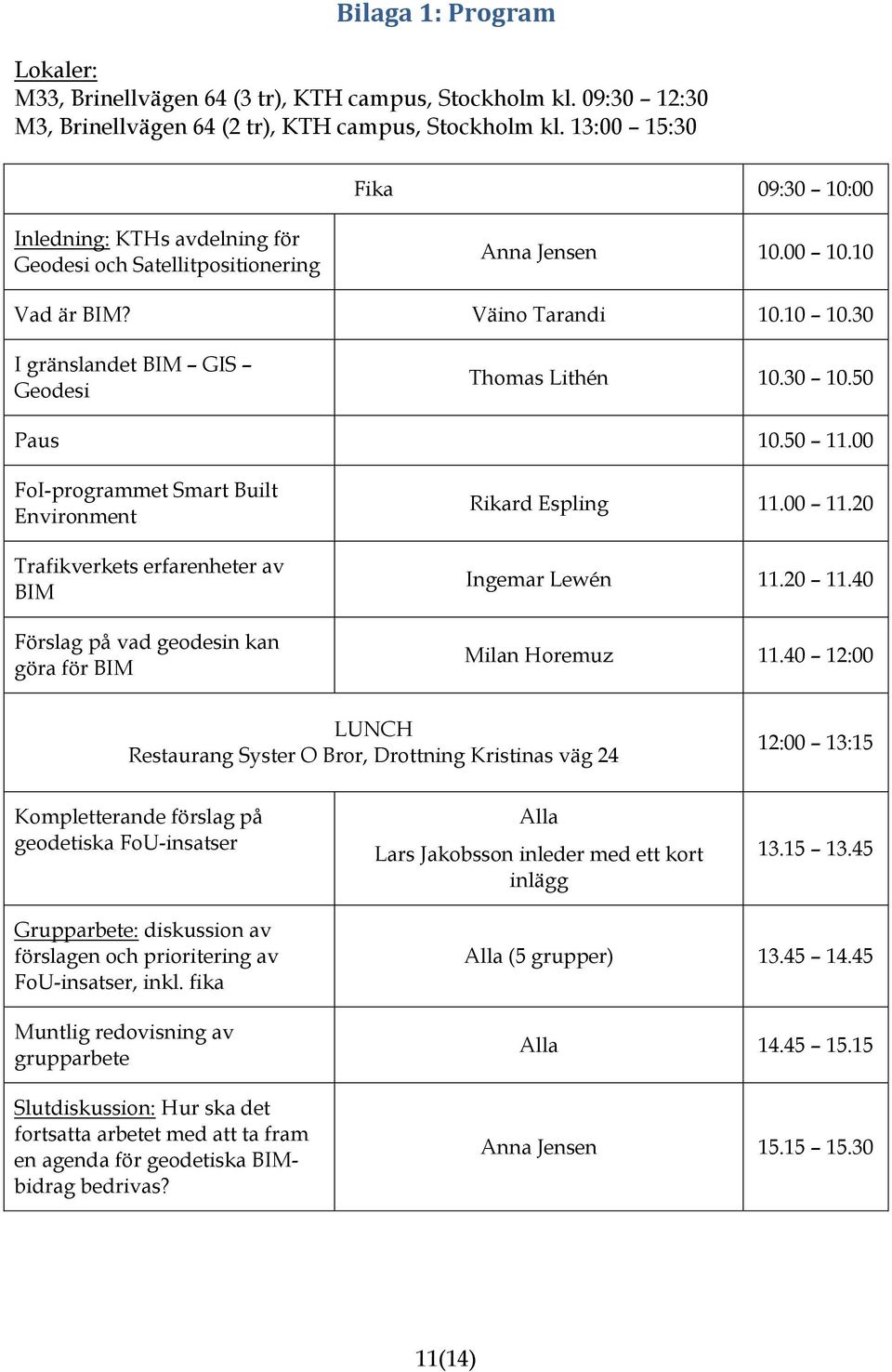 30 I gränslandet BIM GIS Geodesi Thomas Lithén 10.30 10.50 Paus 10.50 11.