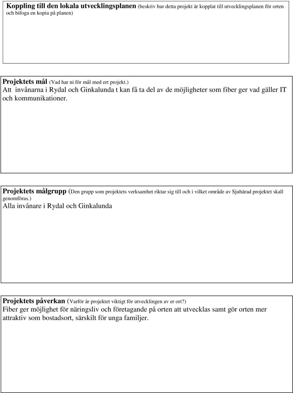 Projektets målgrupp (Den grupp som projektets verksamhet riktar sig till och i vilket område av Sjuhärad projektet skall genomföras.