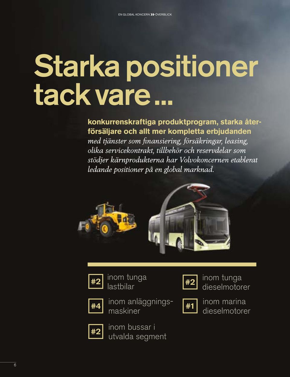 försäkringar, leasing, olika servicekontrakt, tillbehör och reservdelar som stödjer kärnprodukterna har Volvokoncernen etablerat