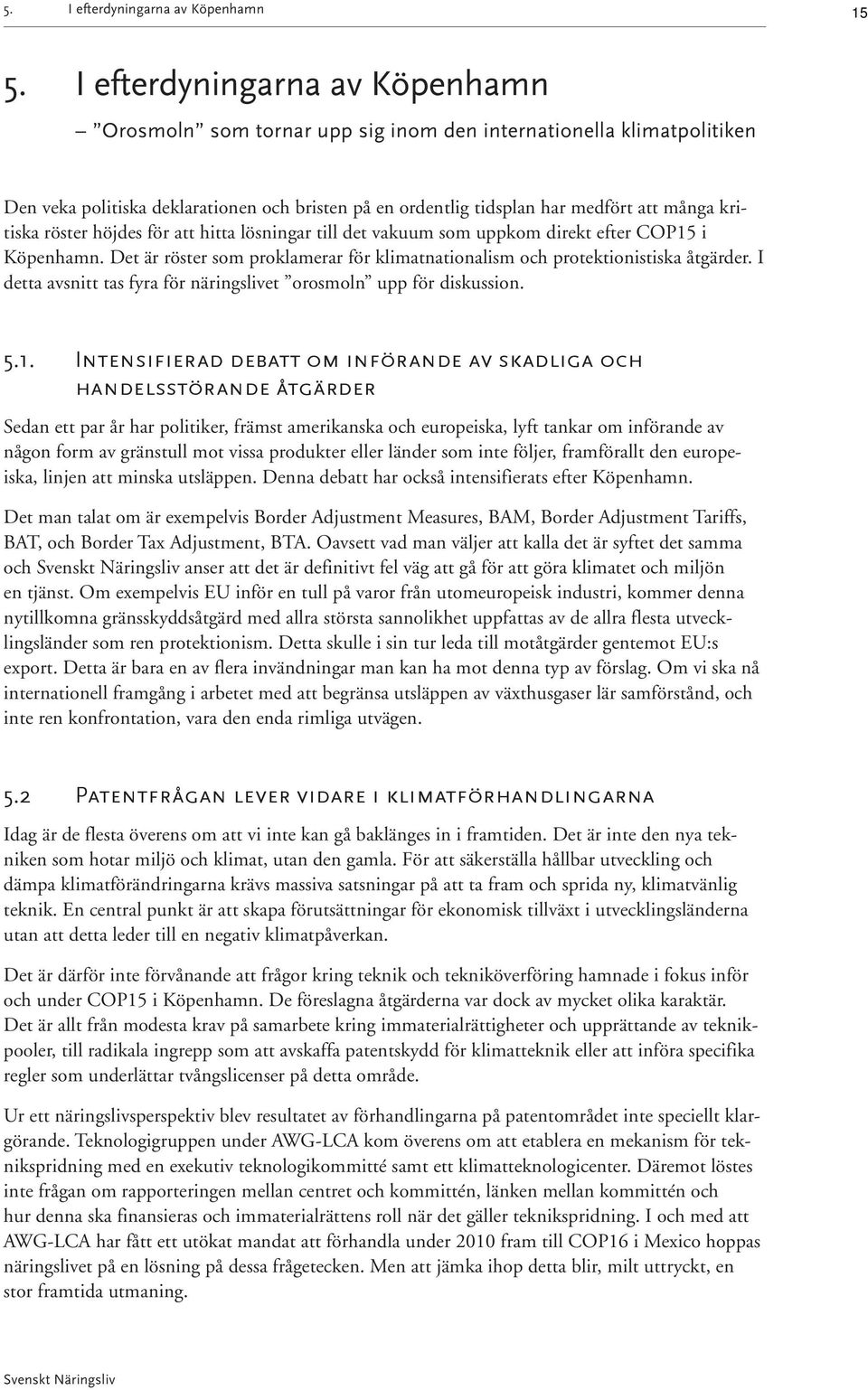 kritiska röster höjdes för att hitta lösningar till det vakuum som uppkom direkt efter COP15 i Köpenhamn. Det är röster som proklamerar för klimatnationalism och protektionistiska åtgärder.