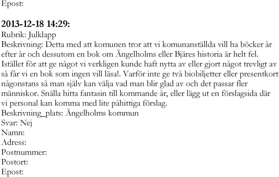 Istället för att ge något vi verkligen kunde haft nytta av eller gjort något trevligt av så får vi en bok som ingen vill läsa!