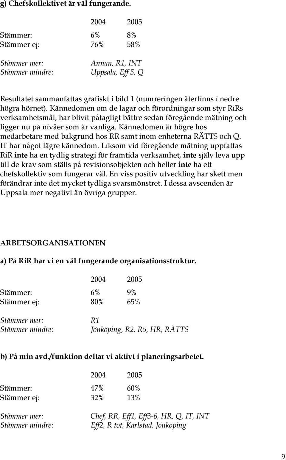 Kännedomen är högre hos medarbetare med bakgrund hos RR samt inom enheterna RÄTTS och Q. IT har något lägre kännedom.