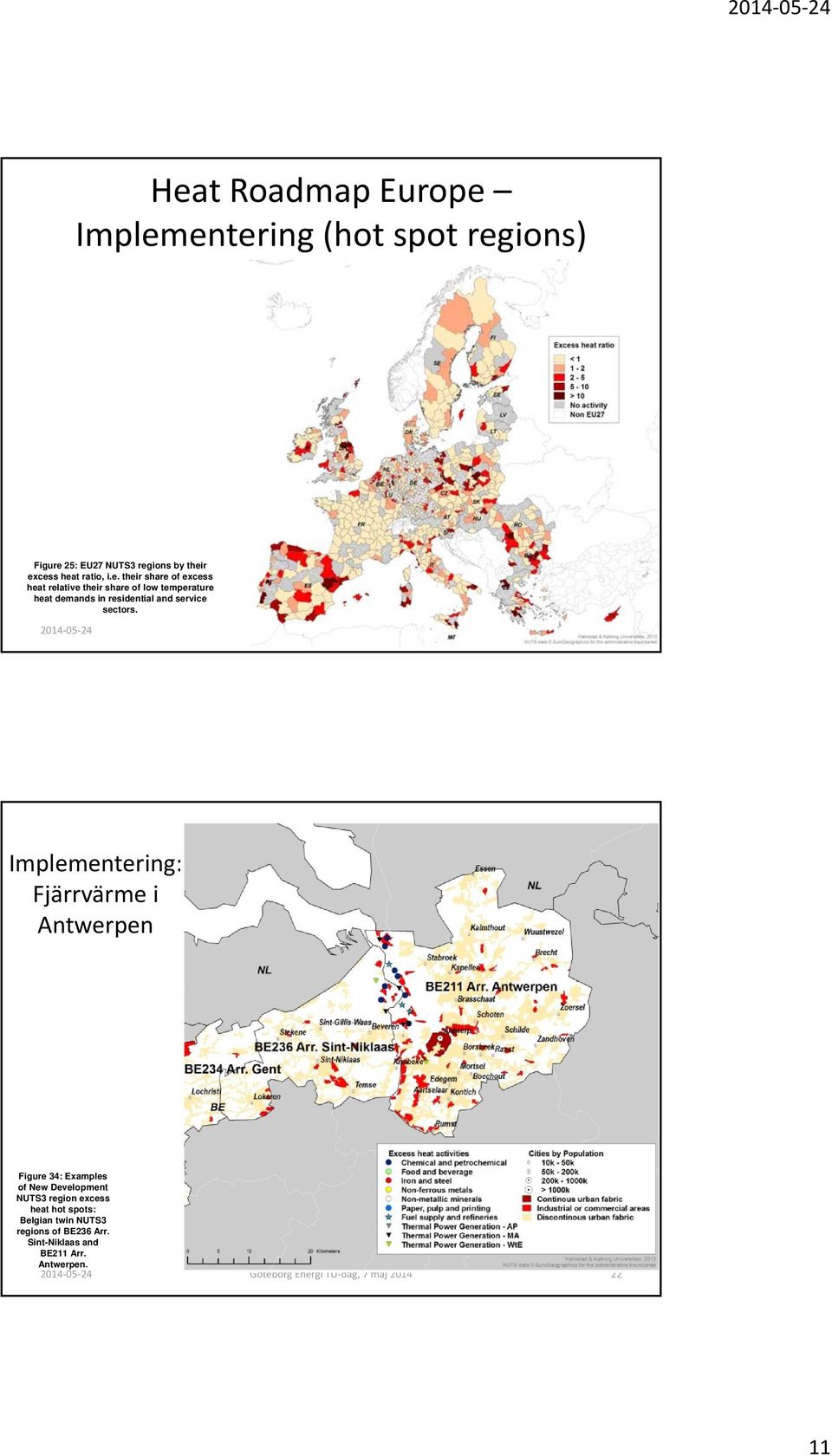 region excess heat hot spots: Belgian twin NUTS3 regions of BE236 Arr. Sint-Niklaas and BE211 Arr. Antwerpen.