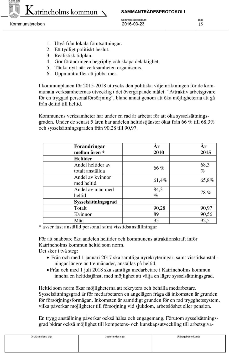 I kommunplanen för 2015-2018 uttrycks den politiska viljeinriktningen för de kommunala verksamheternas utvecklig i det övergripande målet: Attraktiv arbetsgivare för en tryggad personalförsörjning,