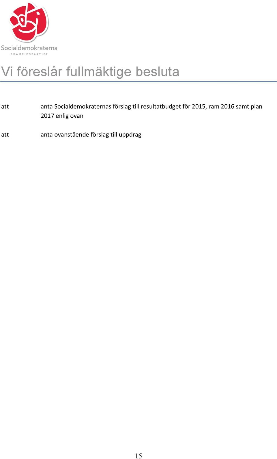 resultatbudget för 2015, ram 2016 samt plan
