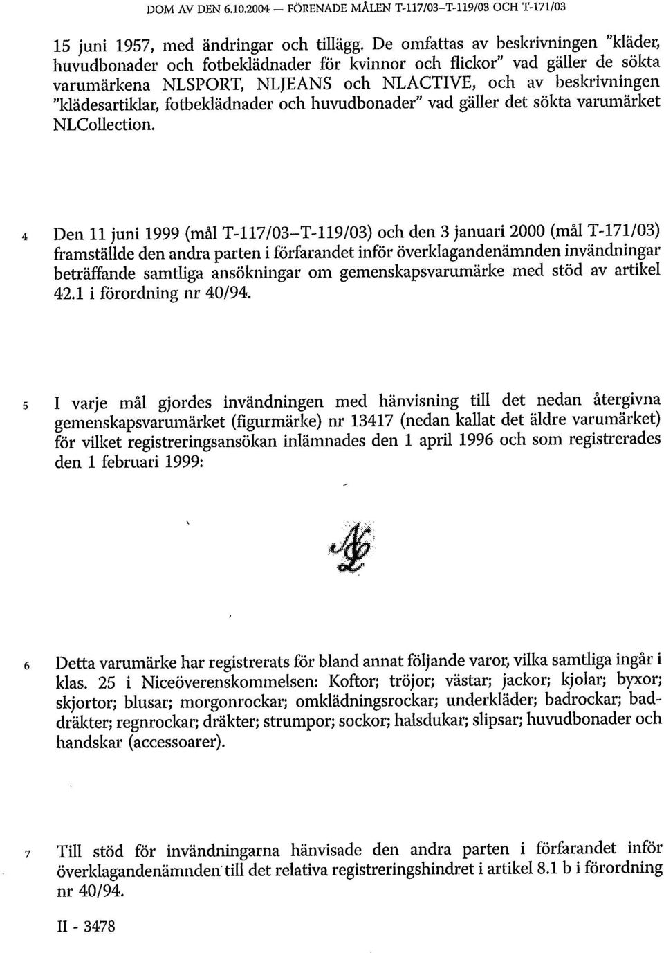 fotbeklädnader och huvudbonader" vad gäller det sökta varumärket NLCollection.