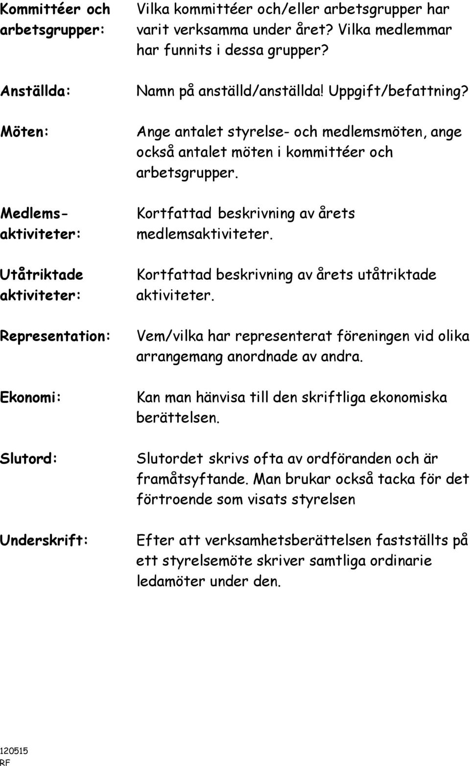 Ange antalet styrelse- och medlemsmöten, ange också antalet möten i kommittéer och arbetsgrupper. Kortfattad beskrivning av årets medlemsaktiviteter.