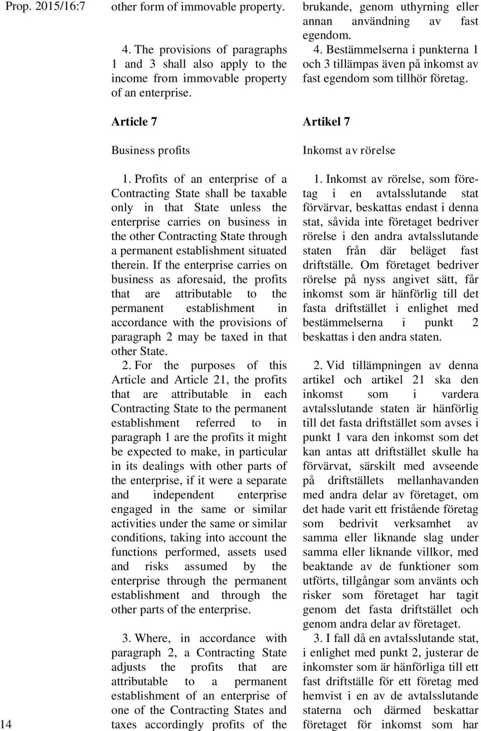 Article 7 Artikel 7 14 Business profits 1.