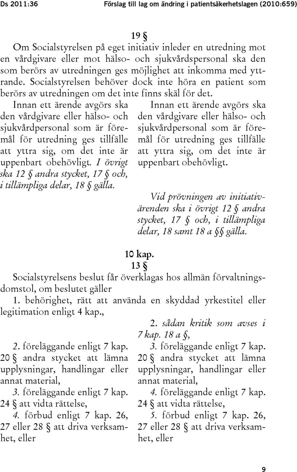 Innan ett ärende avgörs ska den vårdgivare eller hälso- och sjukvårdpersonal som är föremål för utredning ges tillfälle att yttra sig, om det inte är uppenbart obehövligt.