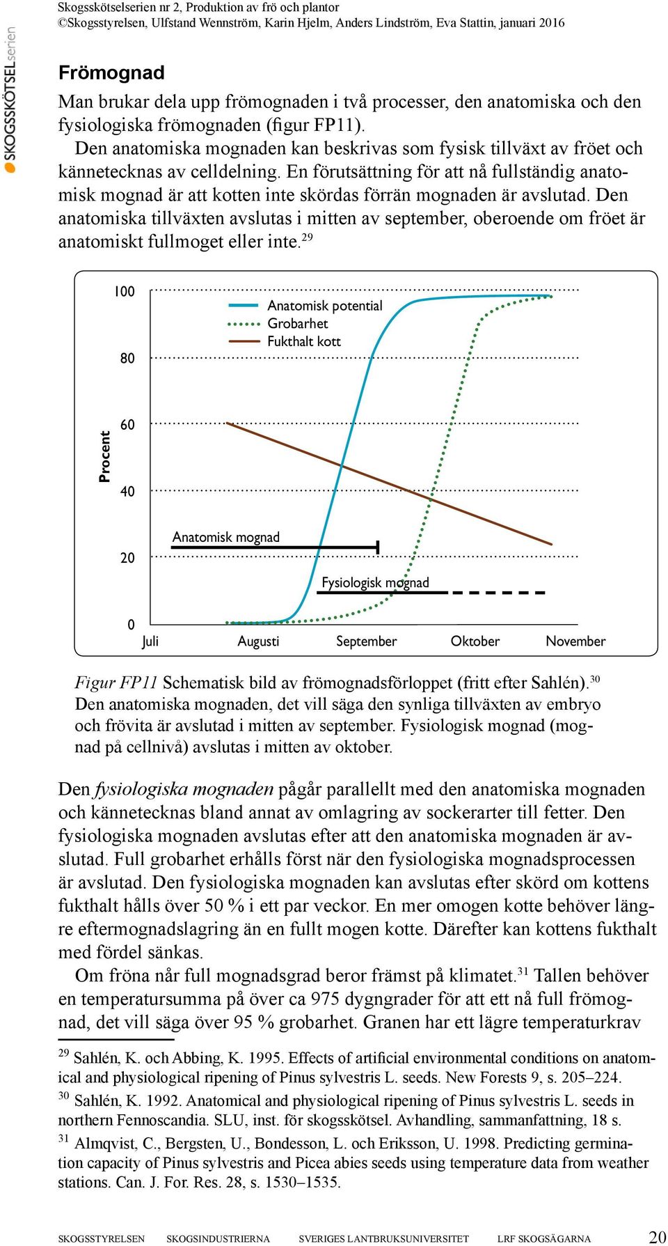 En förutsättning för att nå fullständig anatomisk mognad är att kotten inte skördas förrän mognaden är avslutad.